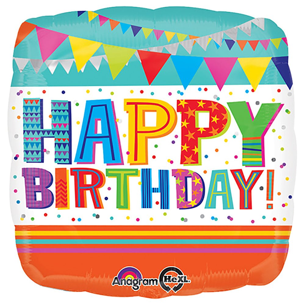 Birthday Foil Balloon 18 Inch Bright & Bold