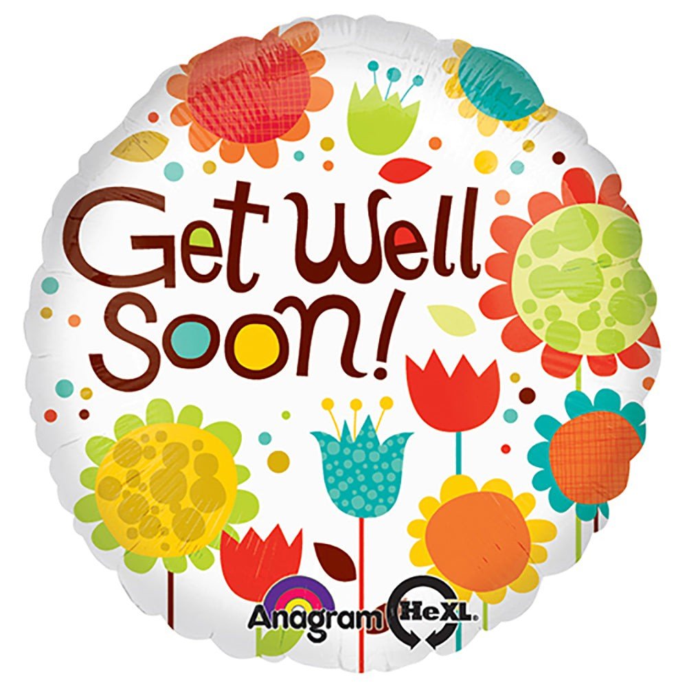 Get Well Foil Balloon 18 Inch Cheery Flowers