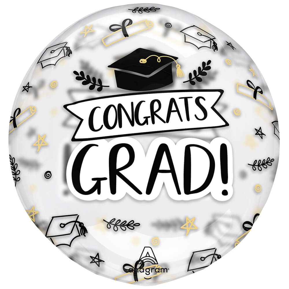 Graduation Balloon 18 Inch Clearz Clearly Sketched Grad