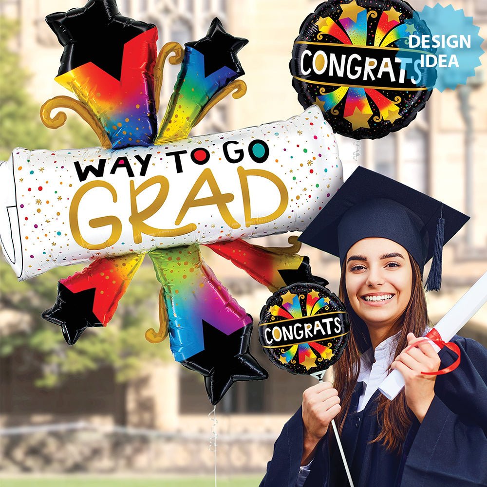 Congrats Bursting Stars Foil Balloon