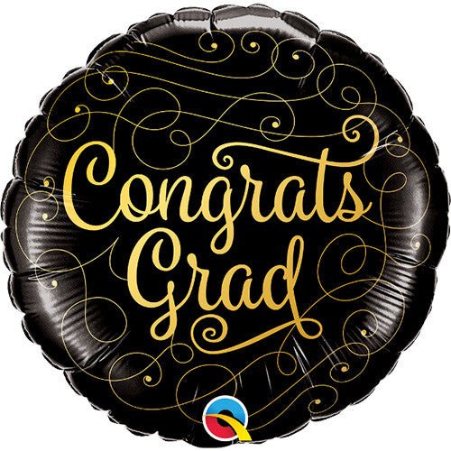 Graduation Foil Balloon 18 Inch Congrats Grad Gold Doodles