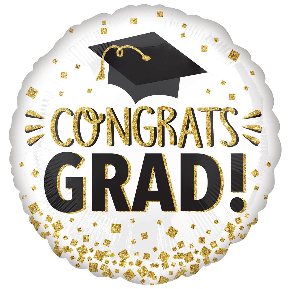 Graduation Foil Balloon Congrats Grad Gold Glitter