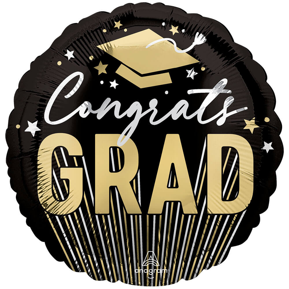 Foil Balloon Congrats Grad Stripes & Stars