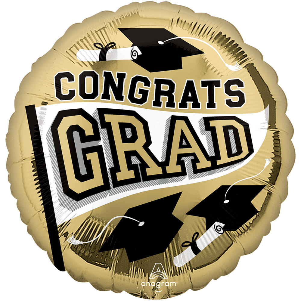 Graduation Foil Balloon White Gold