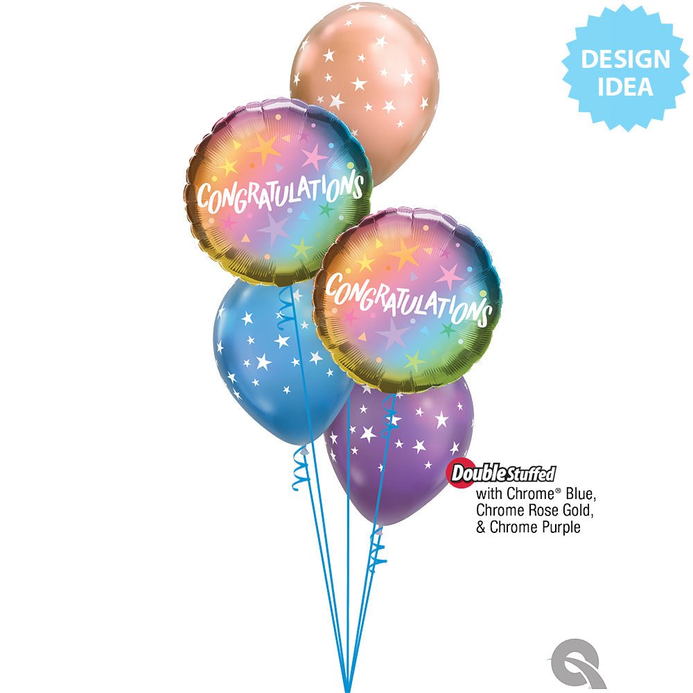 Foil Balloon Congratulations Ombre & Stars 18 Inch