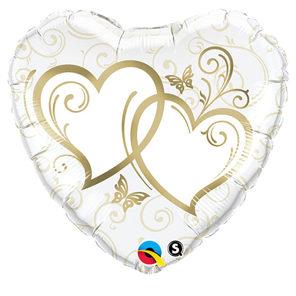 Foil Balloon 18 Inch Entwined Hearts Gold