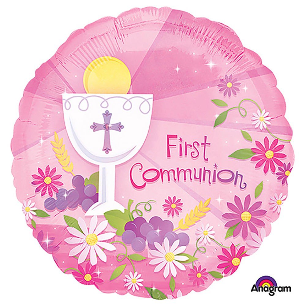 First Communion Pink Foil Balloon