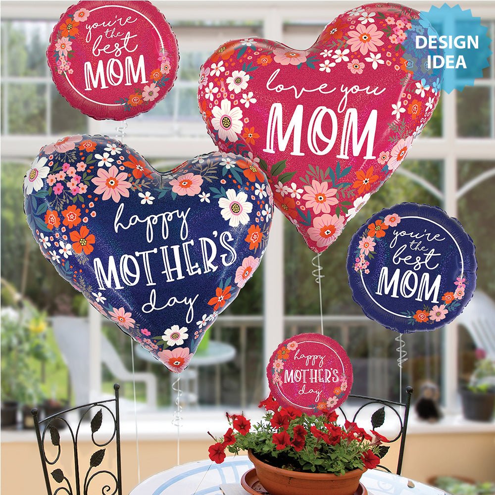 Foil Balloon Floral Best Mom
