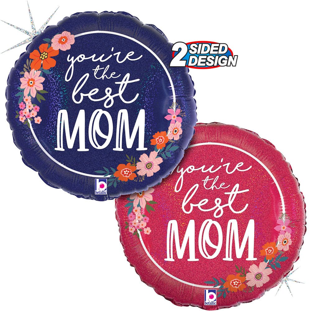 Foil Balloon Floral Best Mom