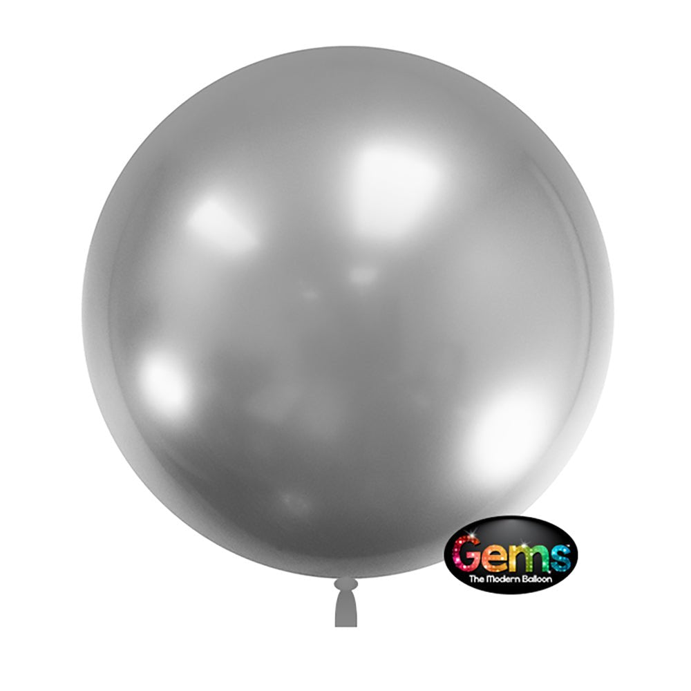 Plastic Balloons 18 Inch GEMS Shimmering Silver
