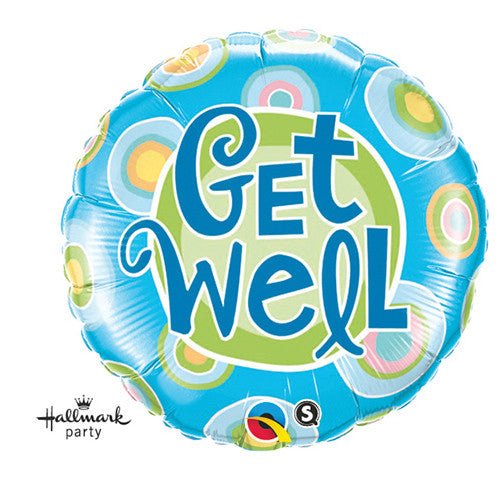 Foil Balloon Get Well Blue Dots 18 Inch