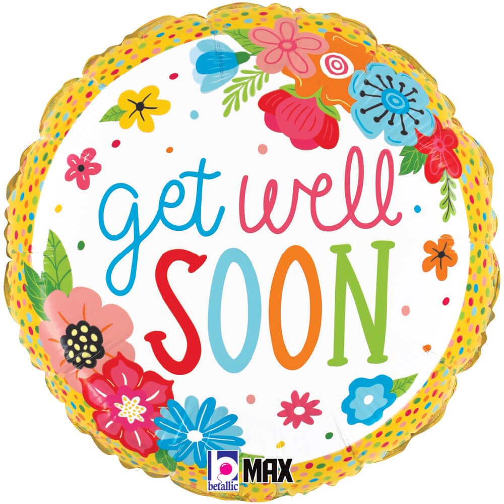 Foil Balloon Get Well Floral 18 Inch