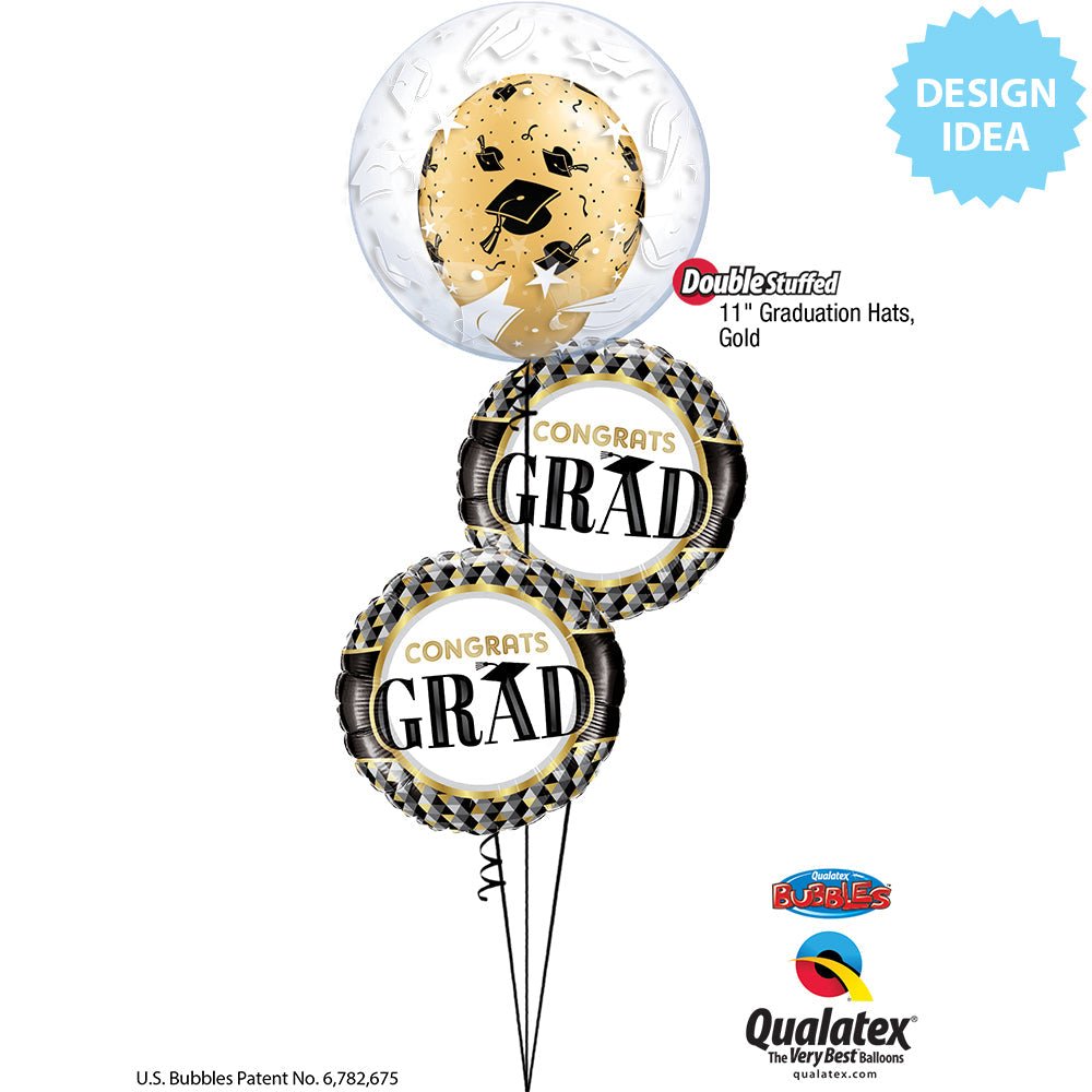 Graduation Foil Balloon 18 Inch Black & Gold
