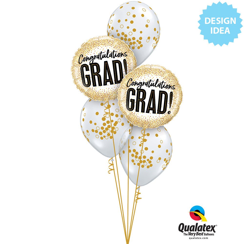 Graduation Foil Balloon Gold Glitter Dots
