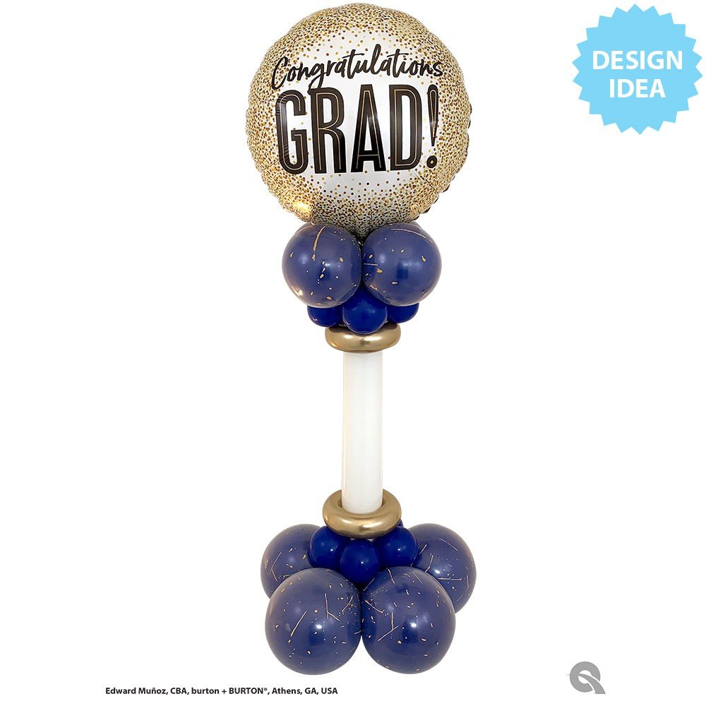 Graduation Foil Balloon Gold Glitter Dots