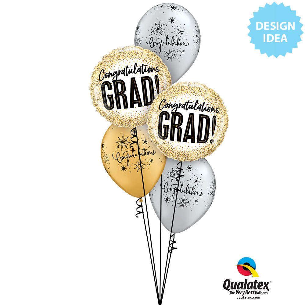 Graduation Foil Balloon Gold Glitter Dots