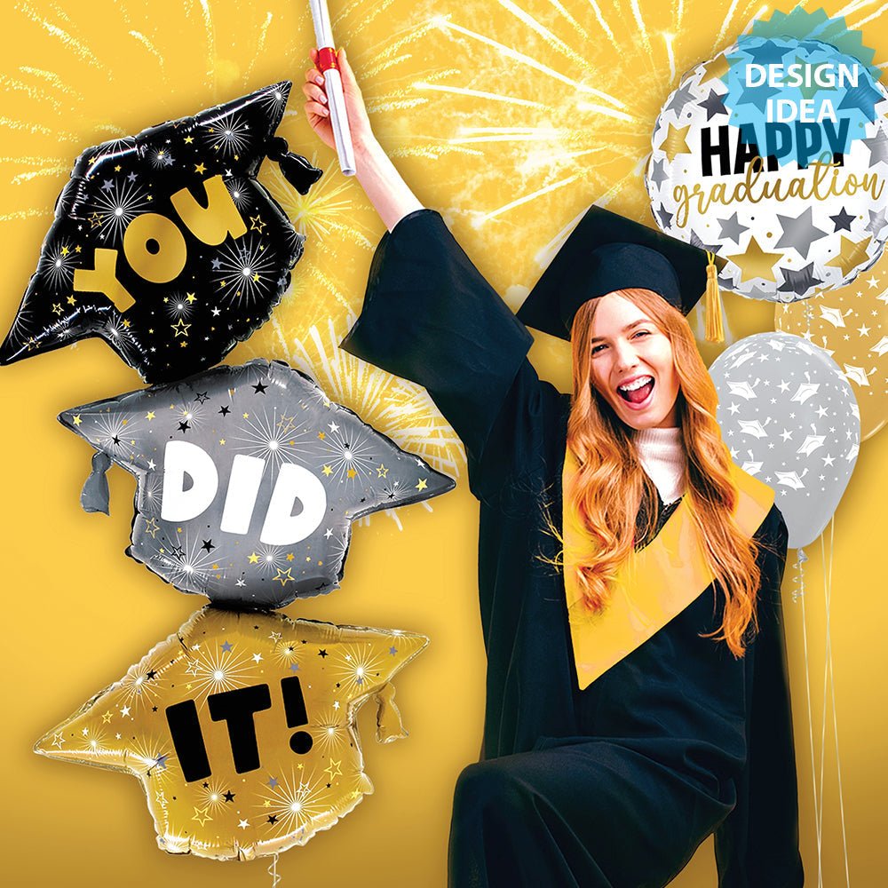 Graduation Foil Balloon Metallic Stars 18 Inch