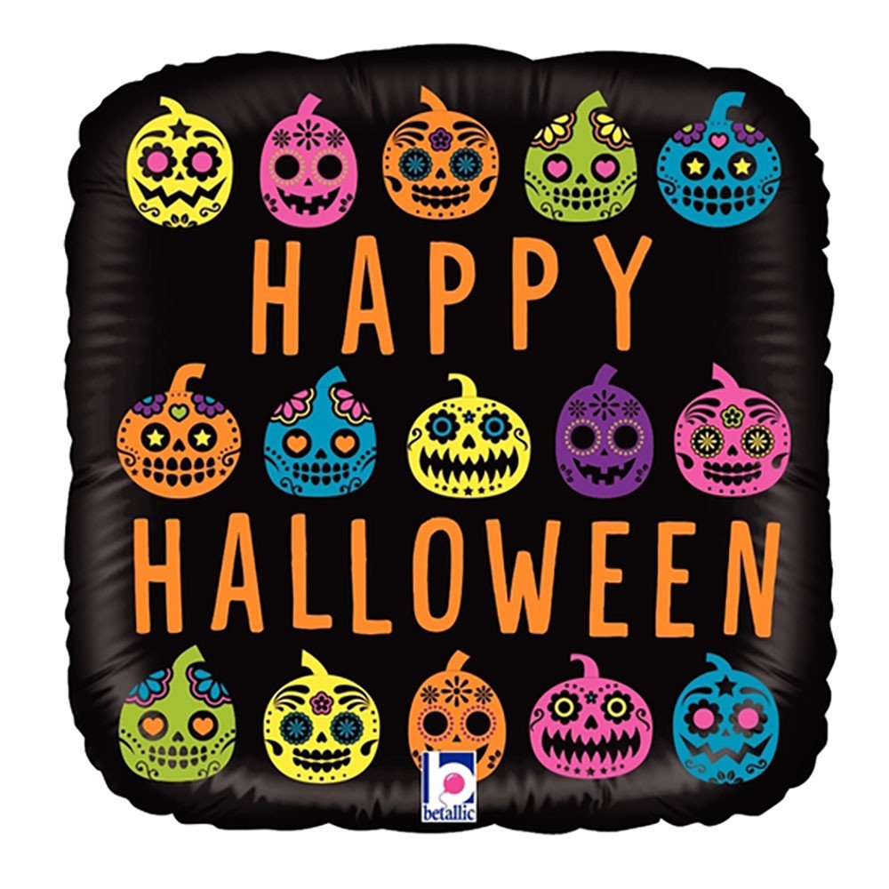 Halloween Pumpkin Sugar Skull Foil Balloon