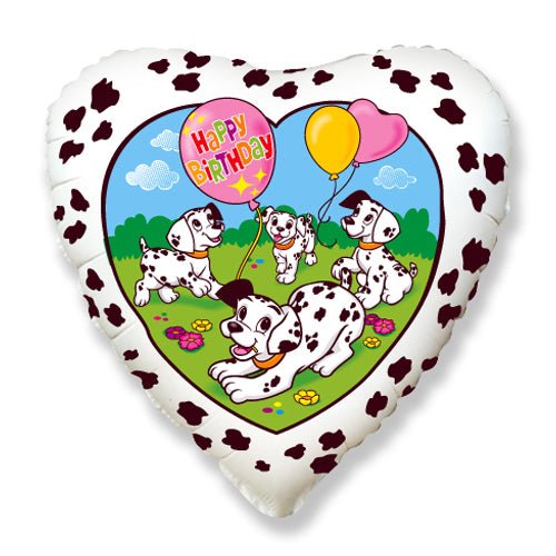 Foil Balloon Happy Birthday Dalmatians White