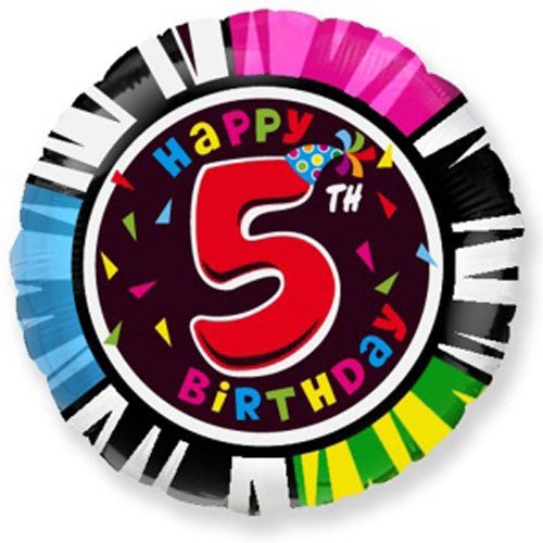 Birthday Foil Balloon 18 Inch Happy Birthday Five