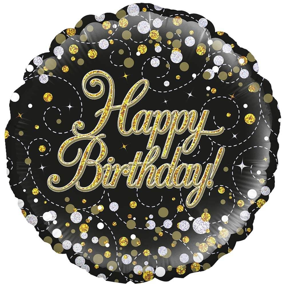 Foil Balloon Happy Birthday Black