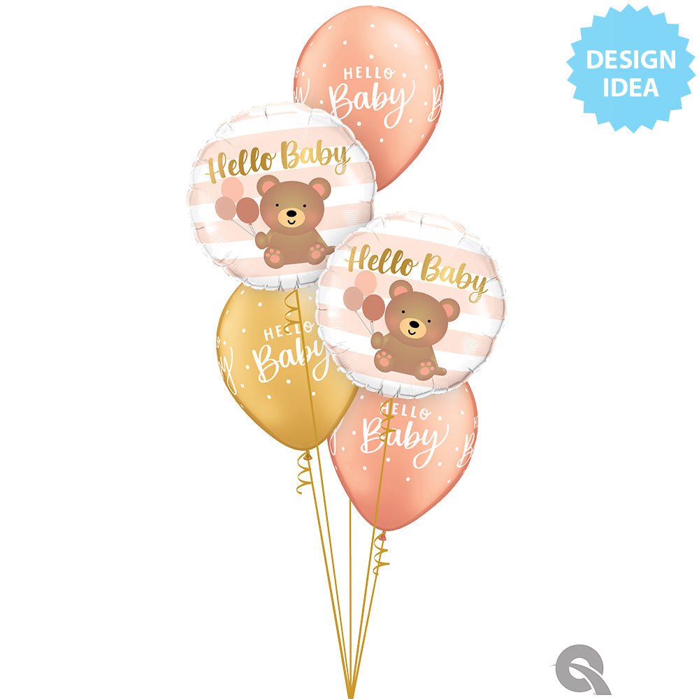 Foil Balloon Hello Baby Bear & Balloons