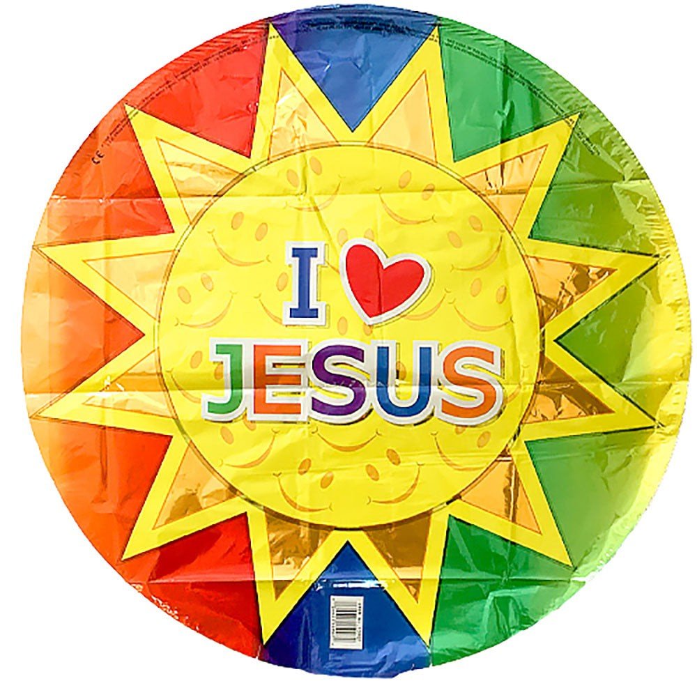 Foil Balloon I Heart Jesus Sun