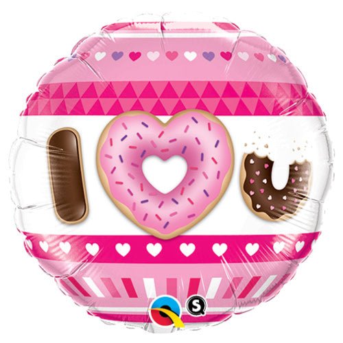 Foil Balloon 18 Inch I Heart U Donuts