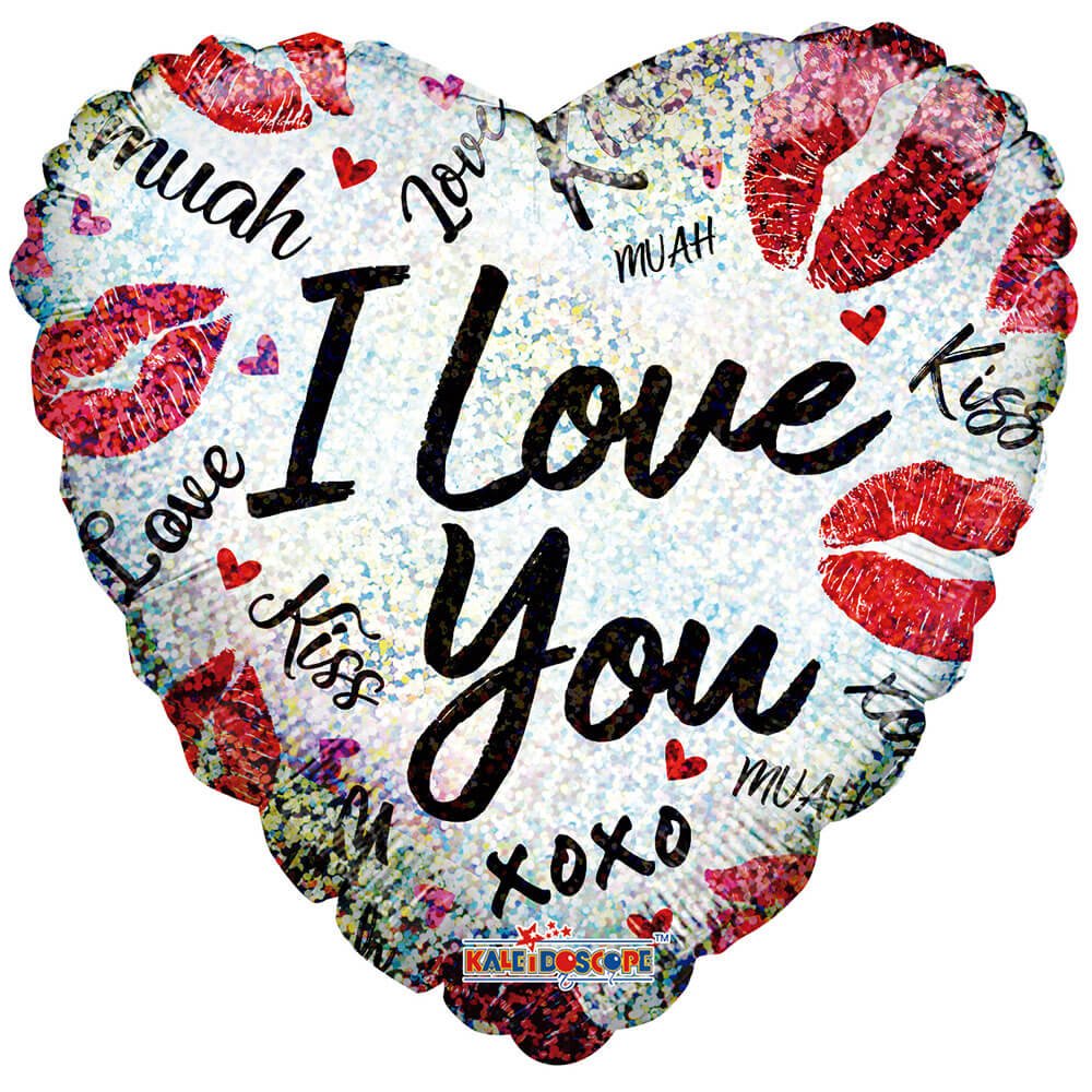 Heart Foil Balloon I Love You Kisses
