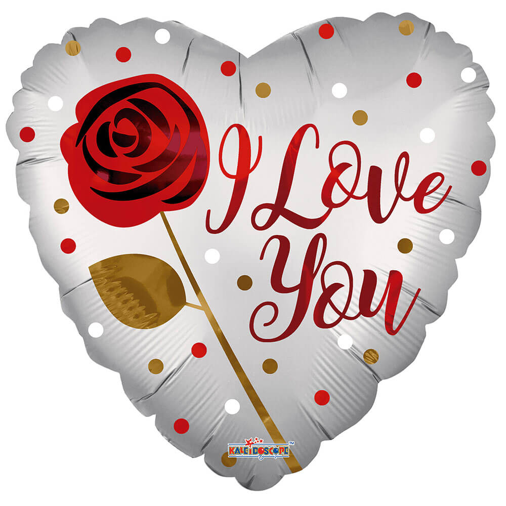 Heart Foil Balloon 18 Inch I Love You Rose Matte