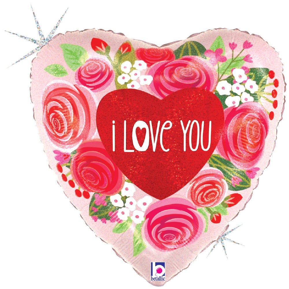 Heart Foil Balloon I Love You Roses