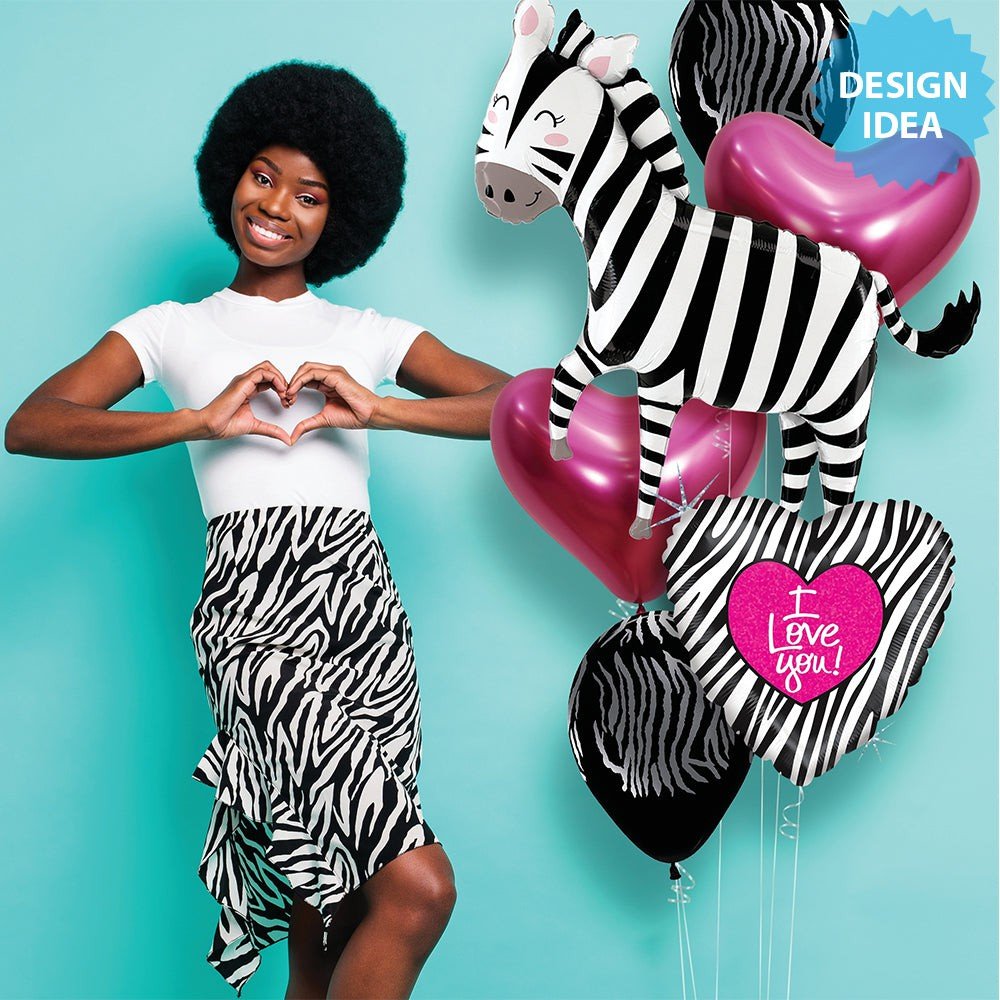 Foil Balloon I Love Zebra