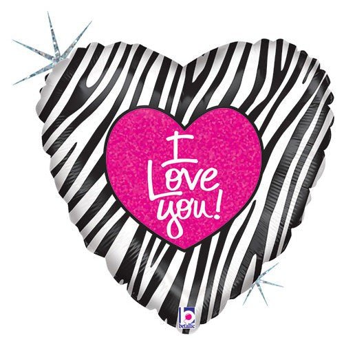 Foil Balloon I Love Zebra
