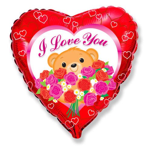 18 Inch Love Bear Roses Foil Balloon