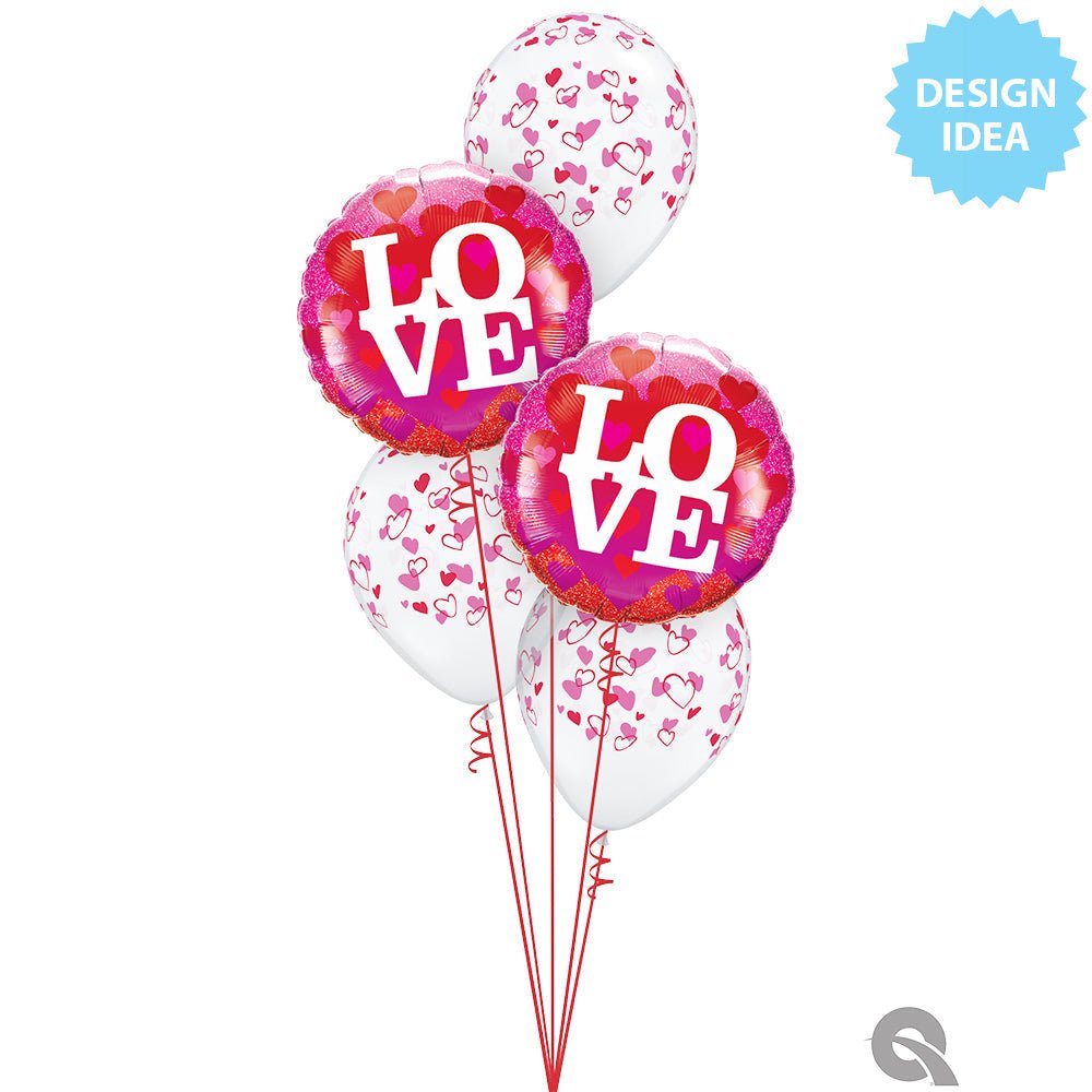 Foil Balloon Love Hearts & Glitter