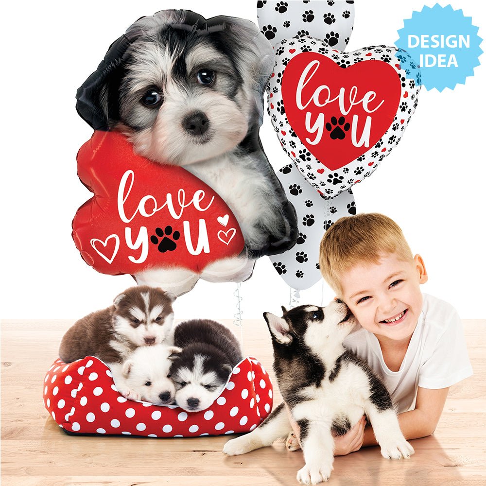 Foil Balloon Love You Paw Prints 18 Inch