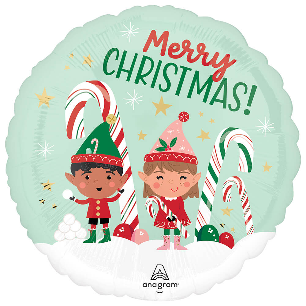 Foil Balloon Merry Christmints Elves