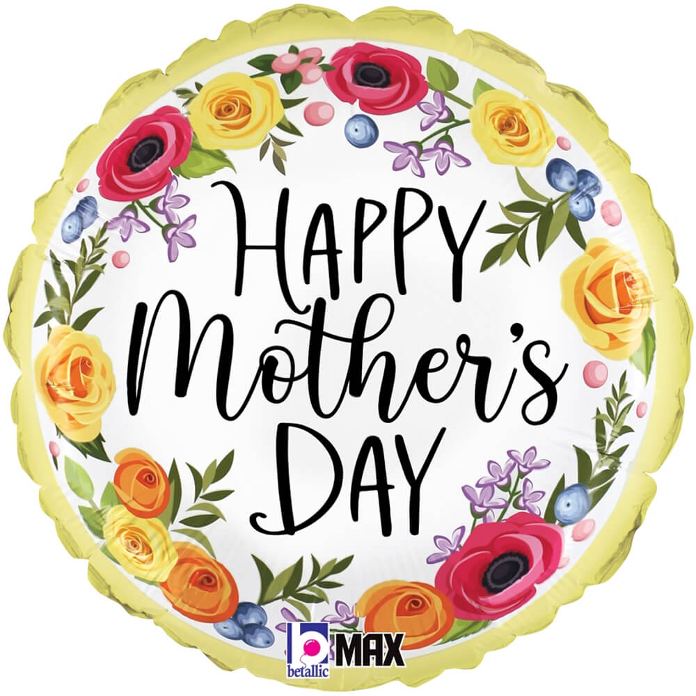 Mother's Day Foil Balloon Floral Wreath 18 Inch
