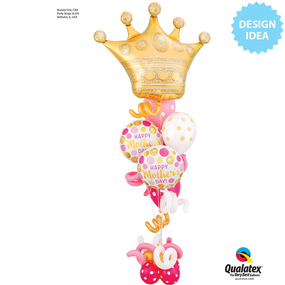 Mother's Day Foil Balloon 18 Inch Pink & Gold Dots