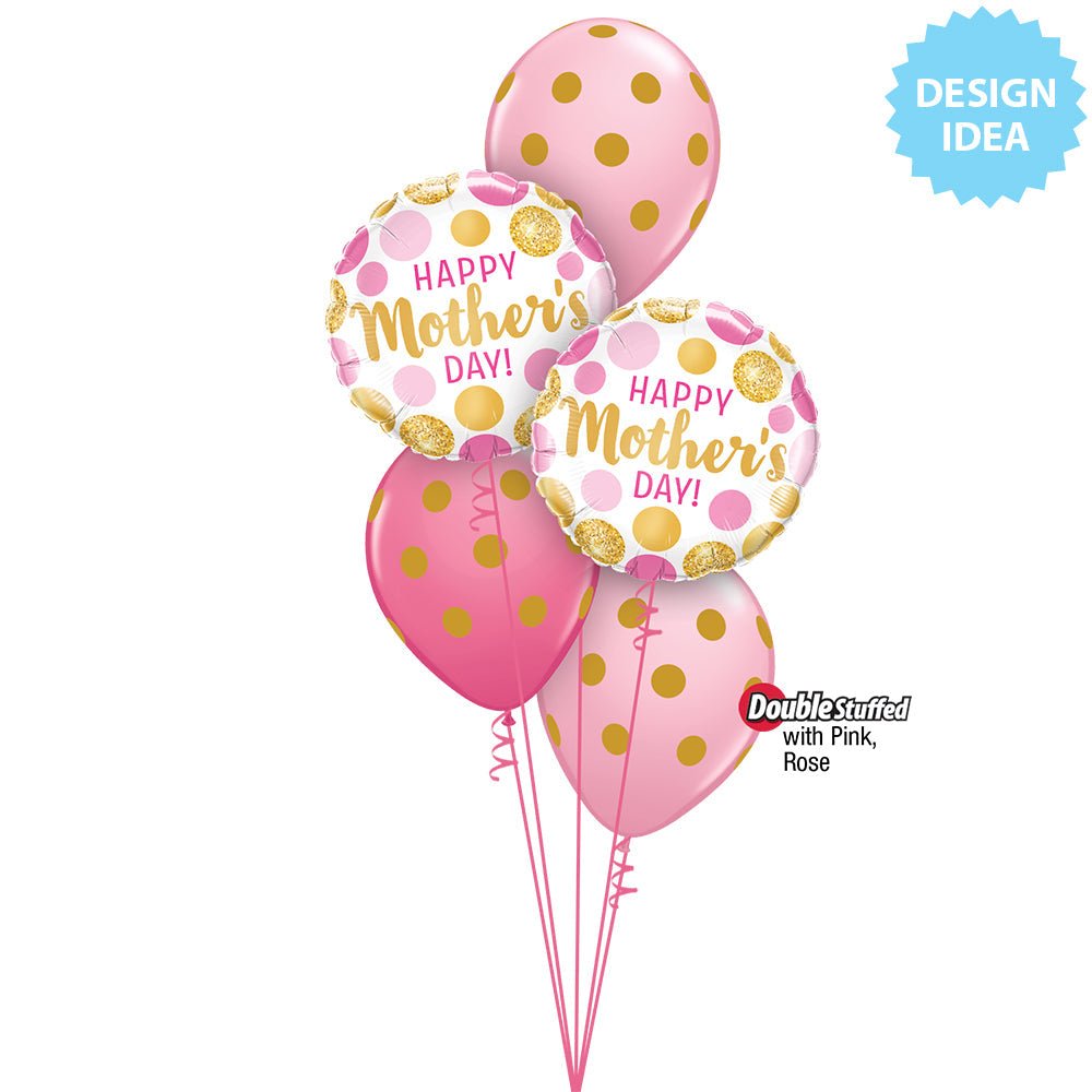 Mother's Day Foil Balloon 18 Inch Pink & Gold Dots