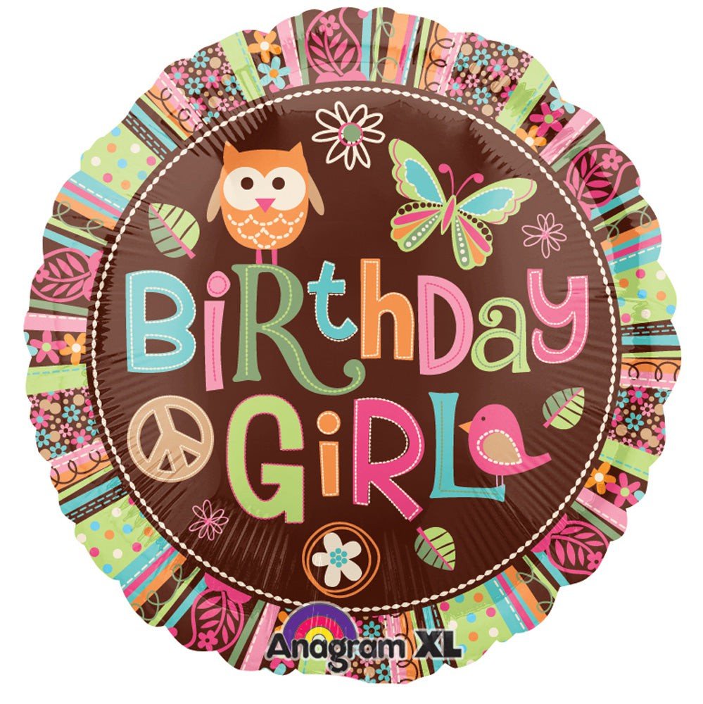 Foil Balloon Owl Hippie Chick Birthday Girl