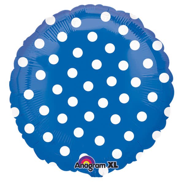 Foil Balloon Polka Dot Blue 18 Inch