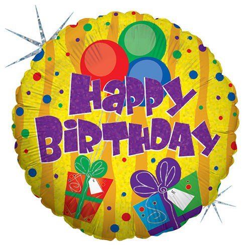 Birthday Foil Balloon Presents and Balloons