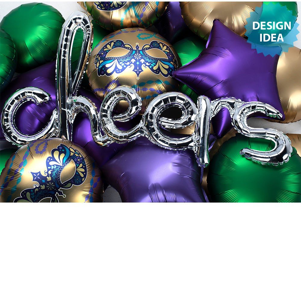 Foil Balloon Mardi Gras Mask 18 Inch