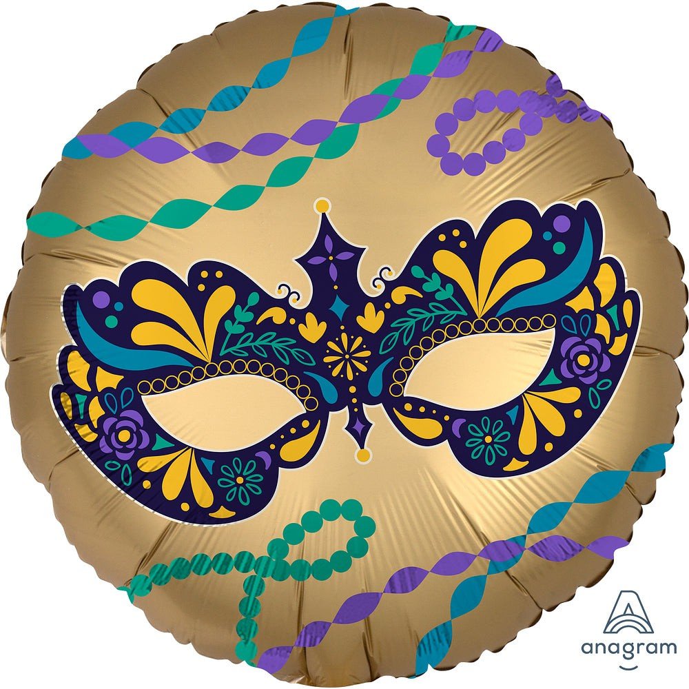 Foil Balloon Mardi Gras Mask 18 Inch