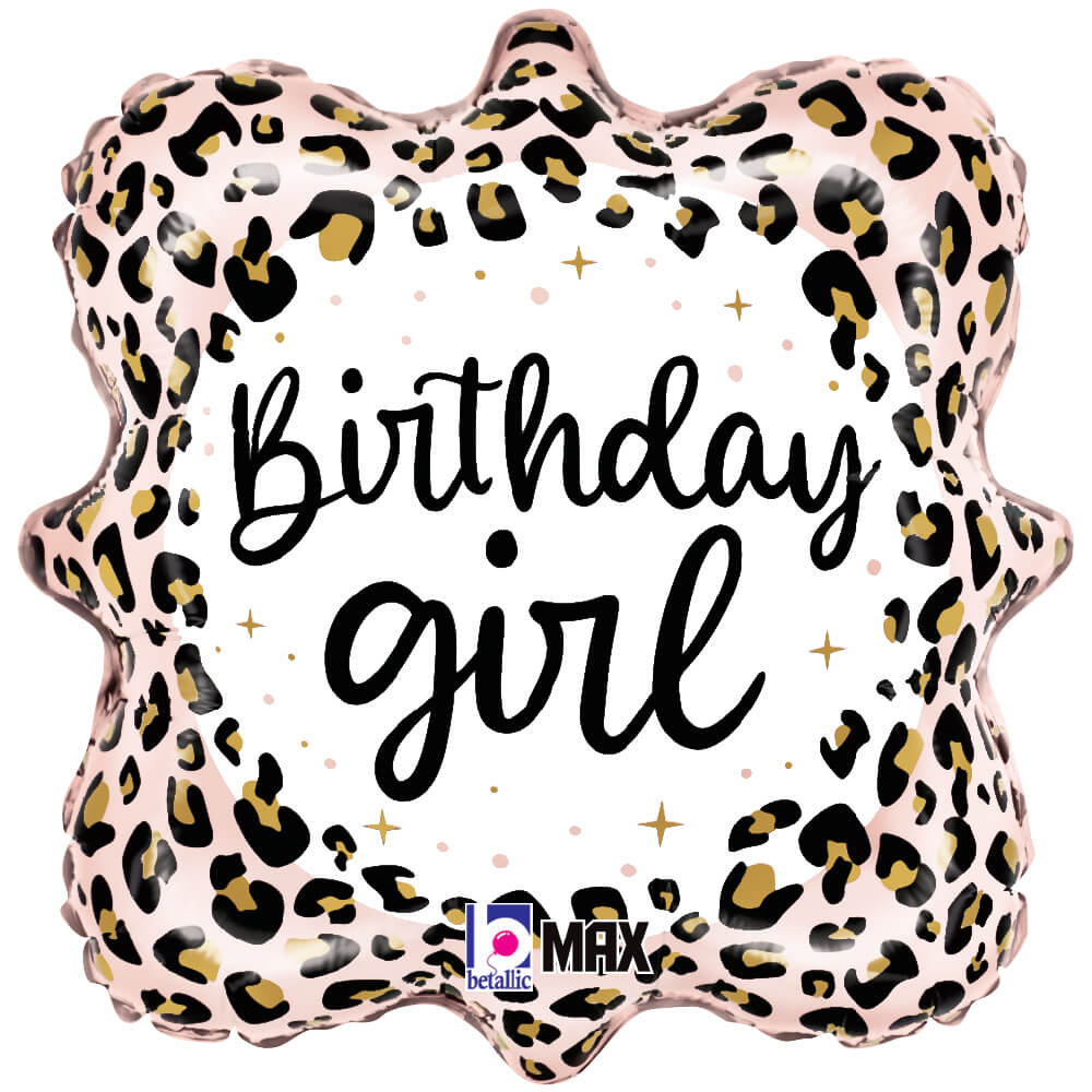 Foil Balloon Girls Satin Leopard Birthday