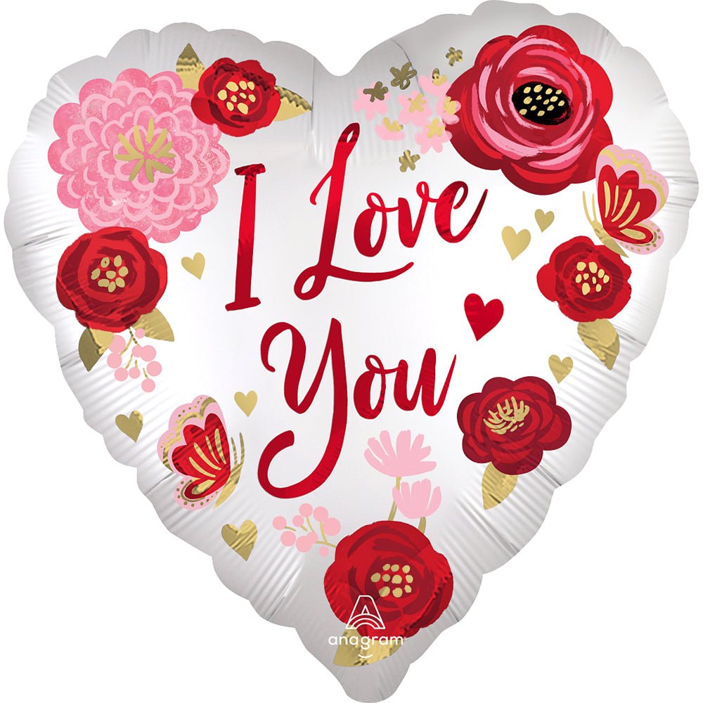 18 Inch Satin Love You Flowers Foil Balloon