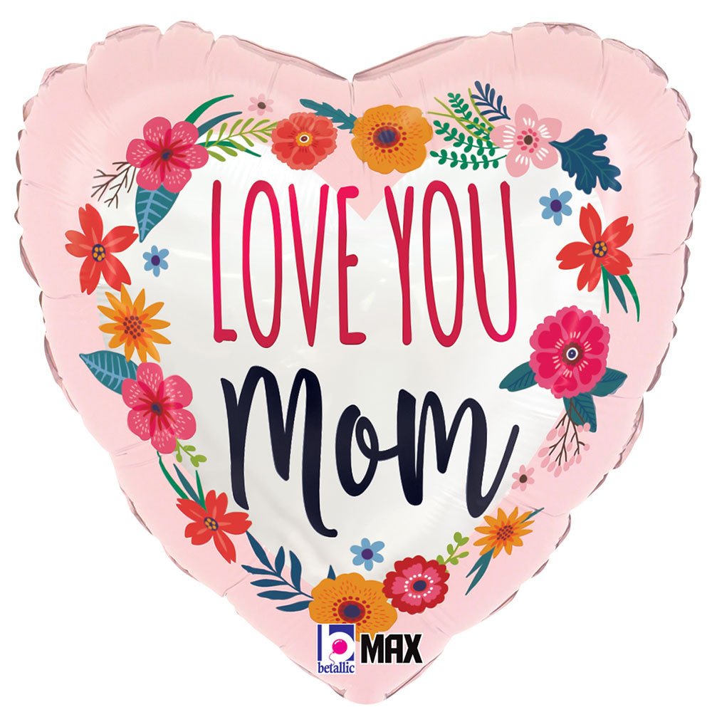 Foil Balloon 18 Inch Satin Love You Mom Blossoms
