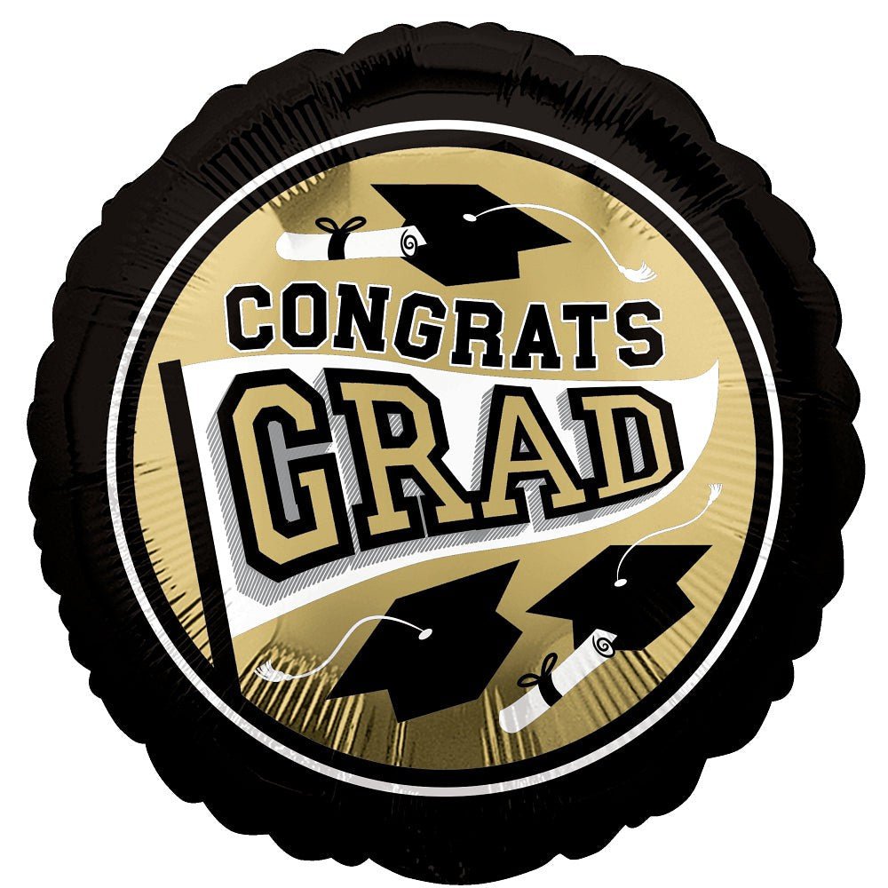 Graduation Foil Balloon White Gold
