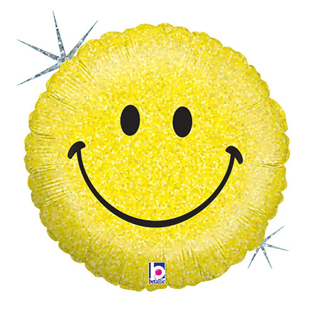 Foil Balloon Smiley Face Holographic 18 Inch